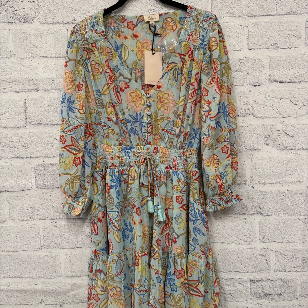 Elan Multicolor Floral Long Sleeve Dress Size Small